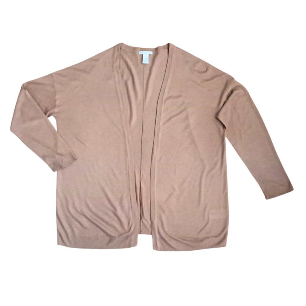 H&M Basic Beige Open Front Cardigan – Women’s Size L